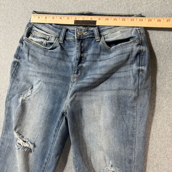 Judy Blue Jeans Womens 29 Blue Flare High Rise Stretch Denim Distressed - Picture 6 of 13